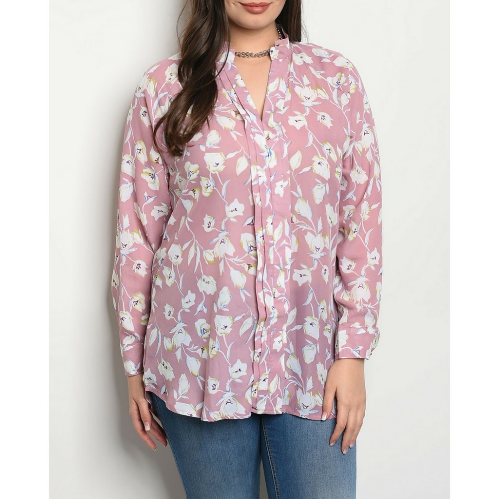 Mauve Ivory Plus Size Top {Available} - Picture 2 of 3